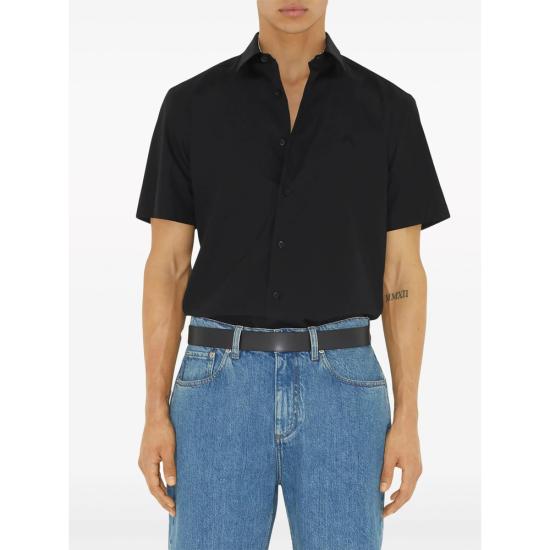 25FW 버버리 슬림핏 스트레치 코튼 셔츠 8079596 SHERFIELD A1189 BLACK - BURBERRY