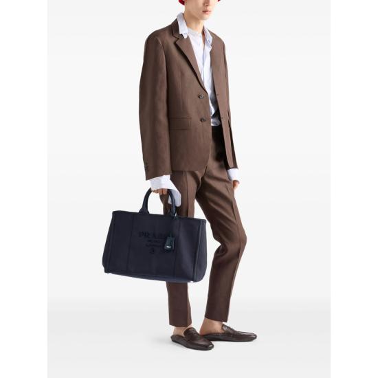 25FW 프라다 자르디니에르 엑스트라 라지 코튼 캔버스 토트백 2VG131 2CYA F0216 BLUE - PRADA
