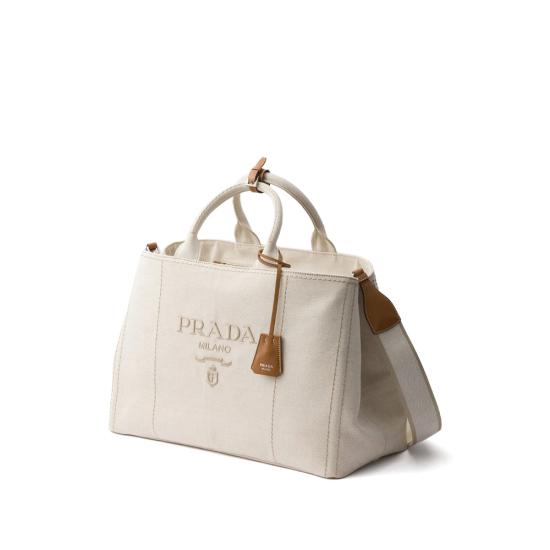 25FW 프라다 자르디니에르 엑스트라 라지 리넨 블렌드 토트백 2VG131 2CX9 F0018 NEUTRALS - PRADA