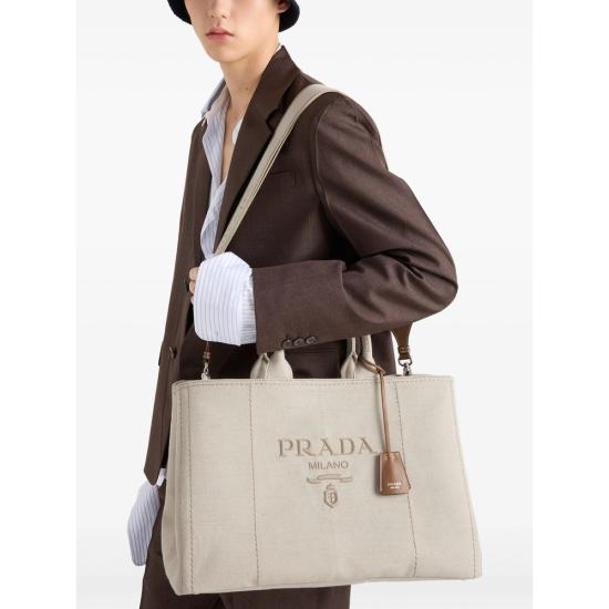 25FW 프라다 자르디니에르 엑스트라 라지 리넨 블렌드 토트백 2VG131 2CX9 F0018 NEUTRALS - PRADA