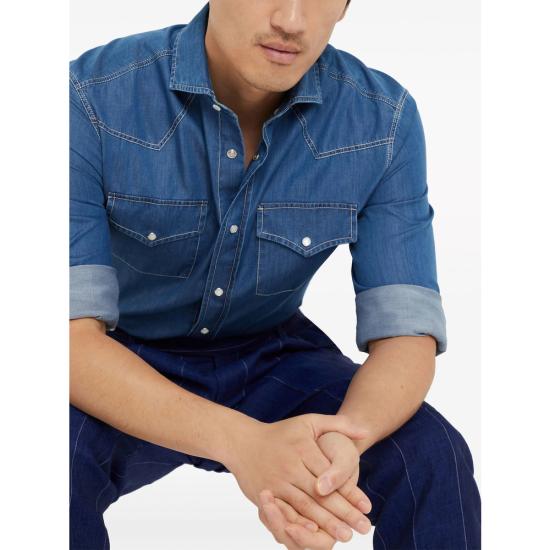 26SS 브루넬로 쿠치넬리 셔츠 MR6834008 COM47 BLUE - BRUNELLO CUCINELLI