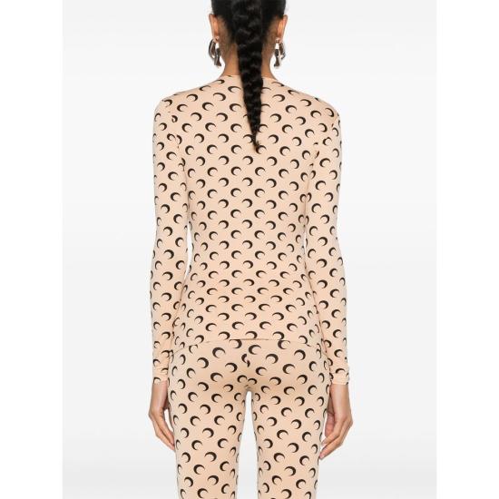 26SS 마린세르 크레센트 문 프린트 긴팔 티셔츠 WTS006A CJER0001 TA10 NEUTRALS BLACK - MARINE SERRE