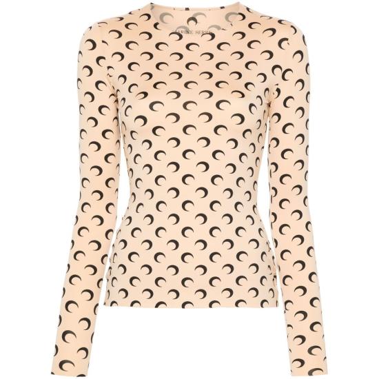 26SS 마린세르 크레센트 문 프린트 긴팔 티셔츠 WTS006A CJER0001 TA10 NEUTRALS BLACK