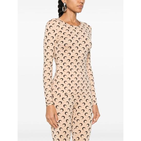 26SS 마린세르 크레센트 문 프린트 긴팔 티셔츠 WTS006A CJER0001 TA10 NEUTRALS BLACK - MARINE SERRE