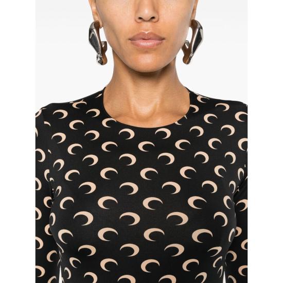 26SS 마린세르 크레센트 문 프린트 긴팔 티셔츠 WTS006A CJER0001 IT99 BLACK - MARINE SERRE