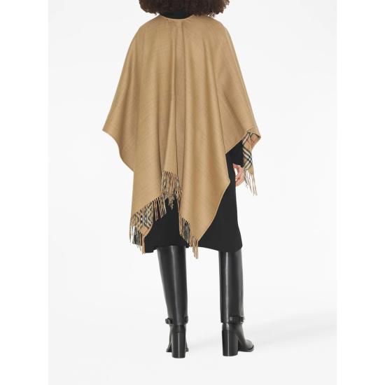 26SS 버버리 체크 울 리버시블 케이프 8071673 ST SLD TO A7026 NEUTRALS BLACK - BURBERRY