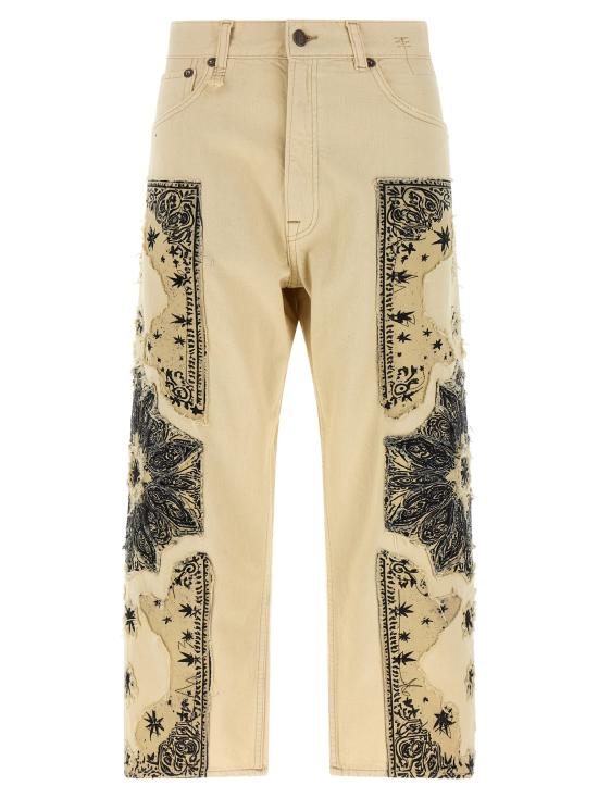 26SS 알13 데님 팬츠 R13WD211D495BECRUBANDANAAPPLIQUE Beige