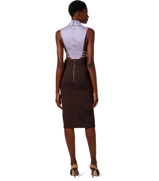 26SS 엘리자베타프랜치 롱 스커트 GO17361E2 644 38 Brown - ELISABETTA FRANCHI