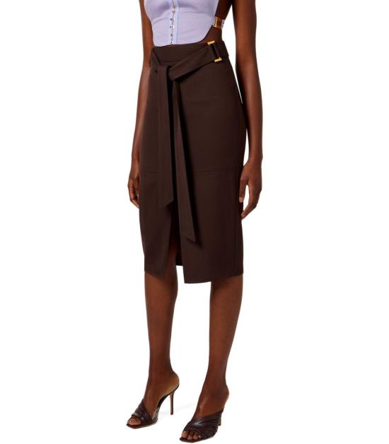 26SS 엘리자베타프랜치 롱 스커트 GO17361E2 644 38 Brown - ELISABETTA FRANCHI