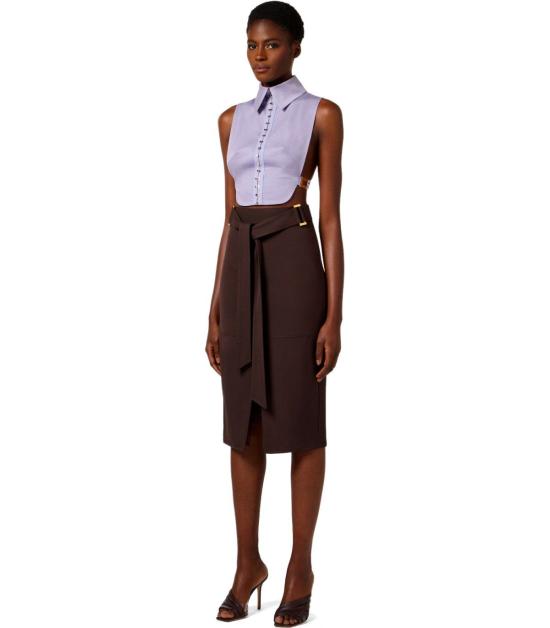 26SS 엘리자베타프랜치 롱 스커트 GO17361E2 644 38 Brown - ELISABETTA FRANCHI