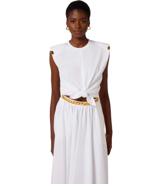 26SS 엘리자베타프랜치 민소매 티셔츠 MA01161E2 270 38 White - ELISABETTA FRANCHI