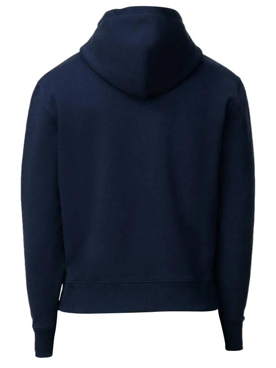 26SS 아미 스몰 하트 로고 루프백 오가닉 코튼 플리스 후드 BFUSW235 730430 Bleu nuit - AMI