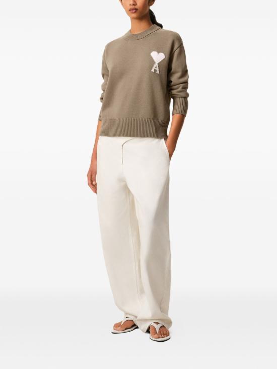 26SS 아미 ADC 울 & 코튼 크루넥 하트 스웨터 UKS85 9KN0156A117 Beige - AMI