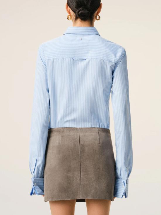 26SS 아미 코튼 롱 슬리브 러플 어드저스티드 셔츠 캐시미어 FSH821 CO02194844 Blue - AMI