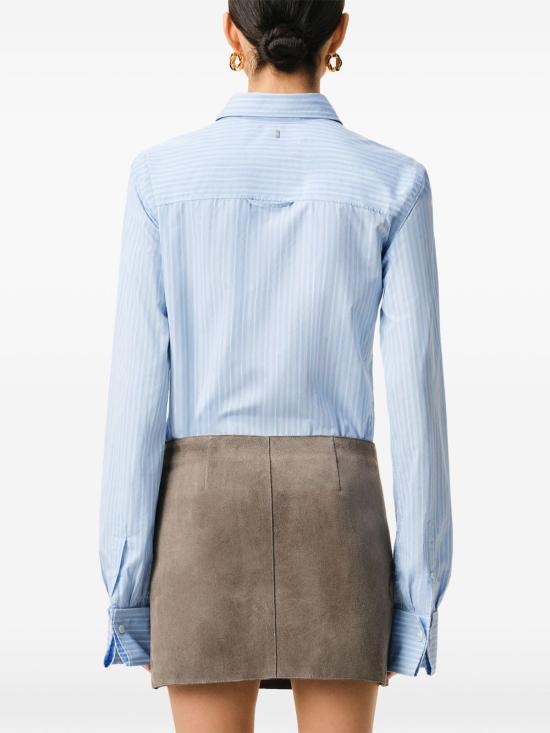 26SS 아미 코튼 롱 슬리브 러플 어드저스티드 셔츠 캐시미어 FSH821 CO02194844 Blue - AMI