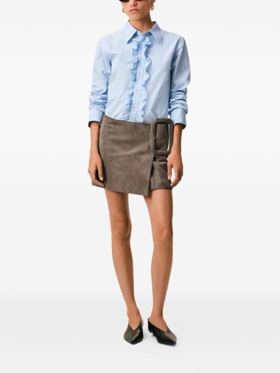 26SS 아미 코튼 롱 슬리브 러플 어드저스티드 셔츠 캐시미어 FSH821 CO02194844 Blue - AMI