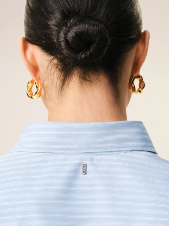 26SS 아미 코튼 롱 슬리브 러플 어드저스티드 셔츠 캐시미어 FSH821 CO02194844 Blue - AMI