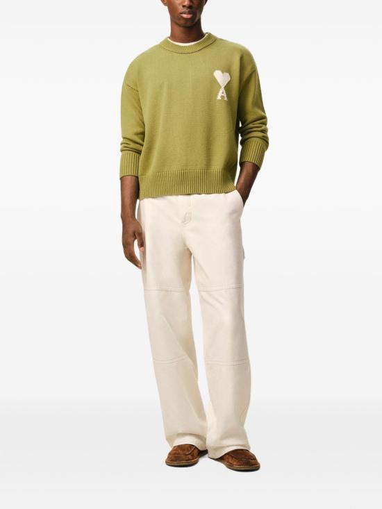 26SS 아미 ADC 울 & 코튼 크루넥 하트 스웨터 UKS85 9KN0156A118 Green - AMI