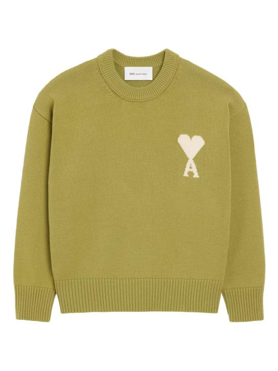 26SS 아미 ADC 울 & 코튼 크루넥 하트 스웨터 UKS85 9KN0156A118 Green