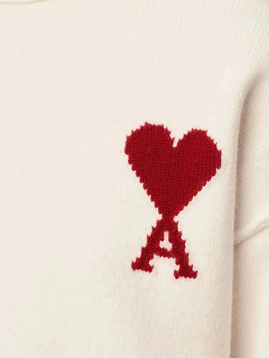 26SS 아미 빅 하트 울 크루넥 스웨터 UKS838 018154 Off white red - AMI