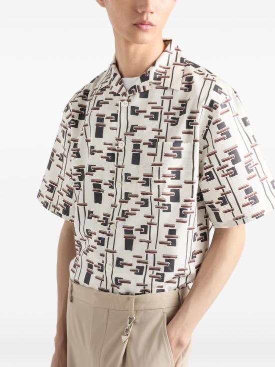 26SS 프라다 반팔 셔츠 UCS414SUMO19GW F0S8V Naturale bordeaux - PRADA