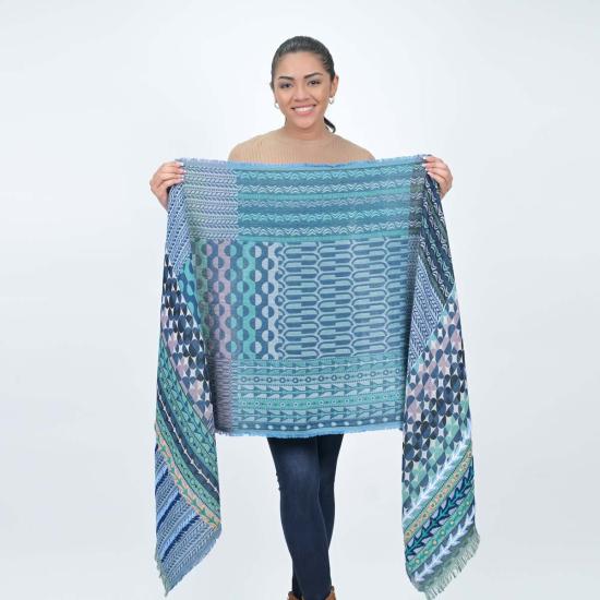  비스마야 머플러/스카프 가을의 아름다움 자수 스카프 터쿼이즈 그린 - VISMAYA