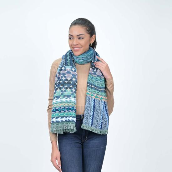  비스마야 머플러/스카프 가을의 아름다움 자수 스카프 터쿼이즈 그린 - VISMAYA