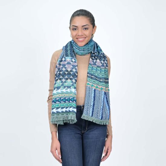  비스마야 머플러/스카프 가을의 아름다움 자수 스카프 터쿼이즈 그린 - VISMAYA