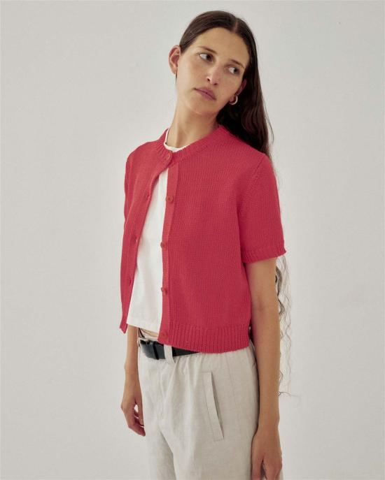  사야카 다비스 뉴욕 가디건 사야카 데이비스 뉴욕 테이프 얀 카디건 (버밀리온 색상) - SAYAKA DAVIS NEW YORK