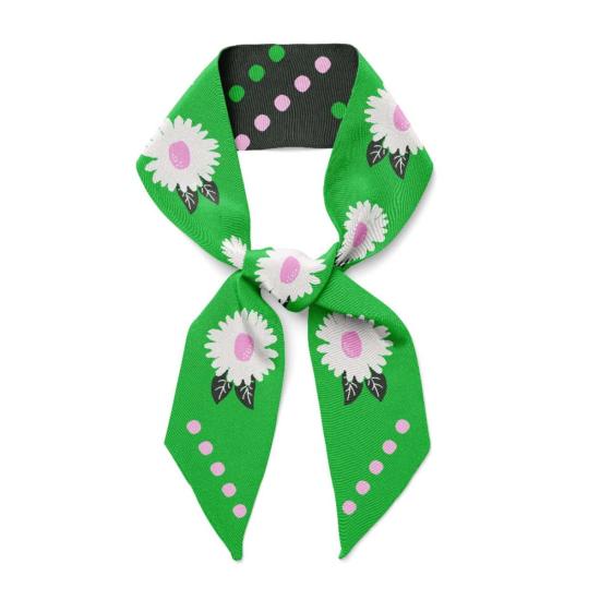  센티넬 머플러/스카프 화이트 플라워 트윌리 리본 스카프