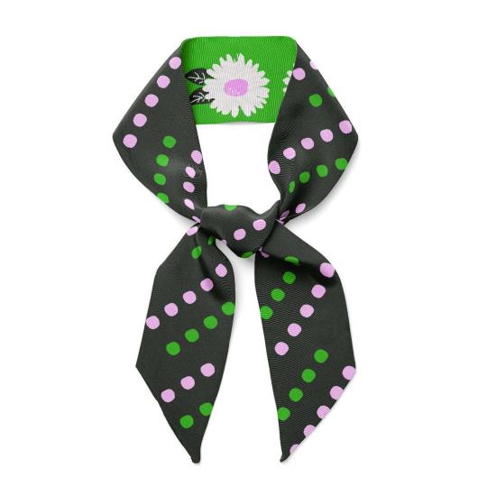  센티넬 머플러/스카프 화이트 플라워 트윌리 리본 스카프 - CENTINELLE