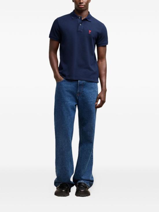 26SS 아미 스몰 하트 로고 폴로 티셔츠 BFUPL001 760430 Blue - AMI