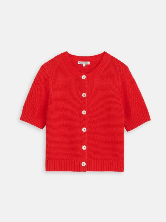  알렉스 밀 가디건 엘르 린넨 코튼  토마토 색상 - ALEX MILL