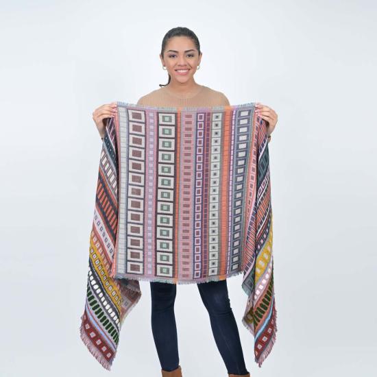  비스마야 머플러/스카프 시티 라인 스트라이프 자수 스카프 코랄 - VISMAYA