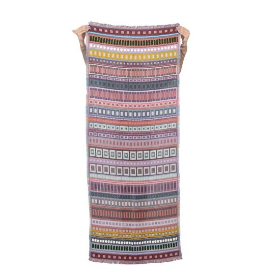  Vismaya 머플러/스카프 비스마야 시티 라인 스트라이프 자수 스카프 코랄