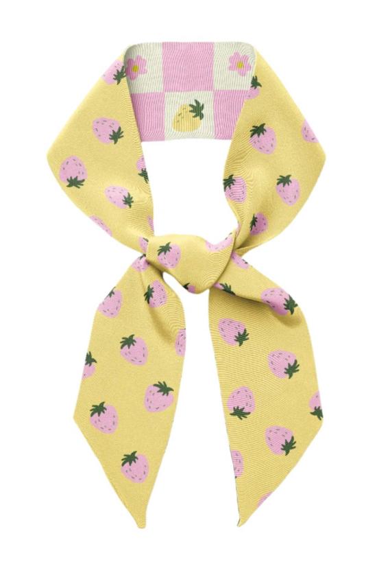  센티넬 머플러/스카프 딸기 체크무늬 트윌리 리본 스카프 - CENTINELLE