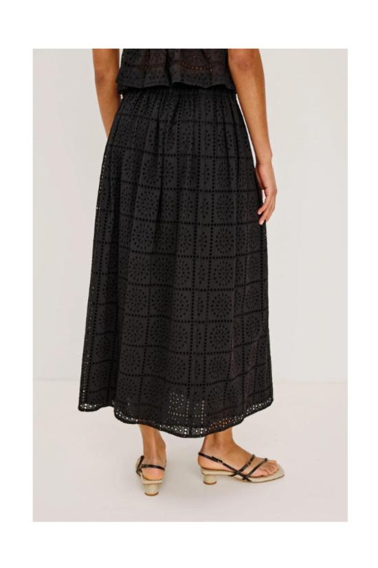  레일즈 롱 스커트 닥스  블랙 그리드 자수 - RAILS