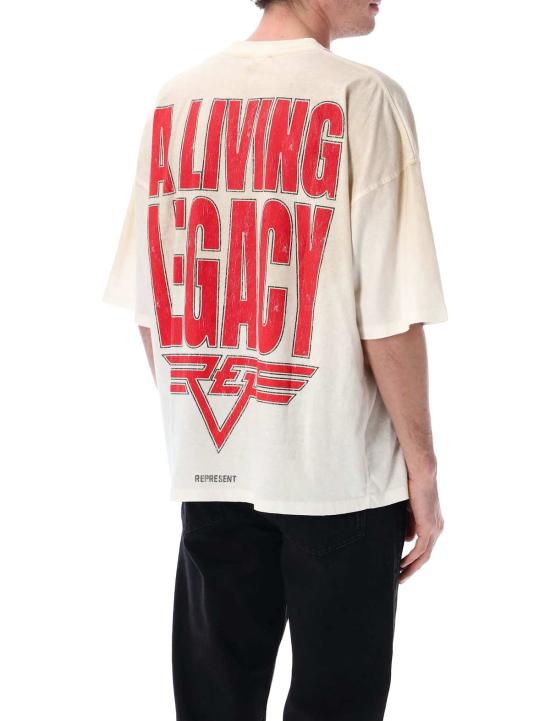  리프레젠트 탑 리빙 레거시 티셔츠 워시드 에크루 - REPRESENT