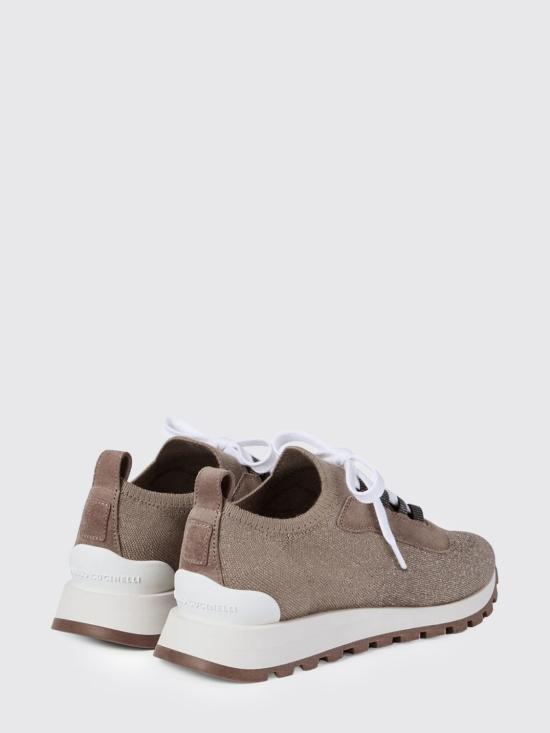 26SS 브루넬로 쿠치넬리 스파클링 아일렛 스웨이드 & 스파클링 코튼 니트 러너 MZ35G2490 C9447 Brown - BRUNELLO CUCINELLI