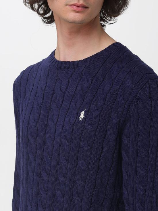 26SS 폴로 랄프로렌 로고 자수 케이블 니트 스웨터 710775885 536 Navy - POLO RALPH LAUREN