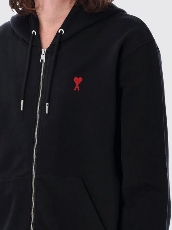 26SS 아미 후드 티셔츠 BFUSW435730 001 Black - AMI