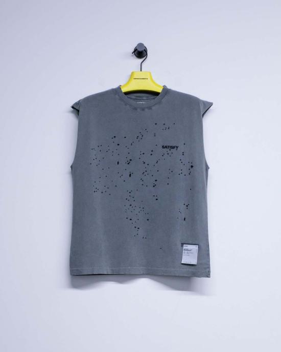  새티스파이 탑 Satisfy Faded Black Cotton Moth Tech Muscle Tee