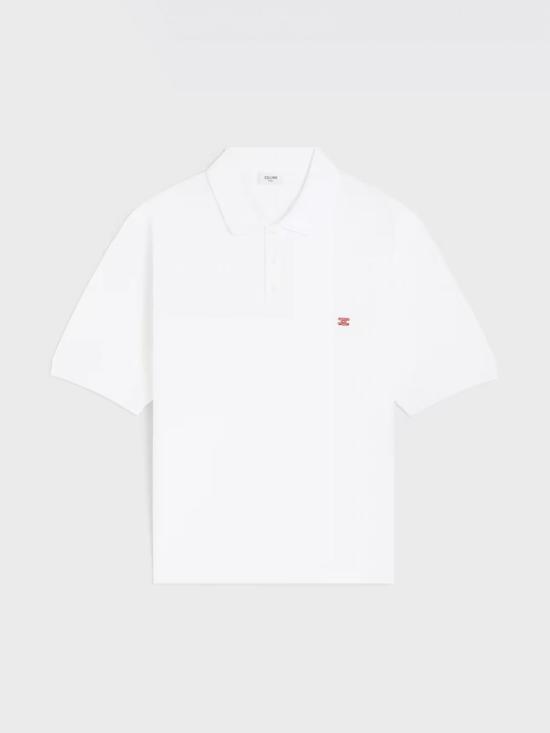 26SS 셀린느 피케 코튼 저지 폴로 셔츠 RX0EV2L55 GDJ2 White