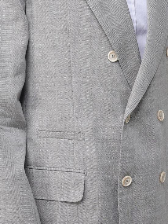 26SS 브루넬로 쿠치넬리 리넨 버진 울 블렌디드 셰브런 원 하프 브레스티드 디컨스트럭티드 블레이저 MZ4087BPD C027 Brown - BRUNELLO CUCINELLI