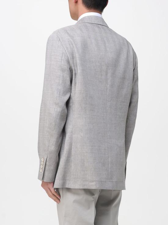 26SS 브루넬로 쿠치넬리 리넨 버진 울 블렌디드 셰브런 원 하프 브레스티드 디컨스트럭티드 블레이저 MZ4087BPD C027 Brown - BRUNELLO CUCINELLI