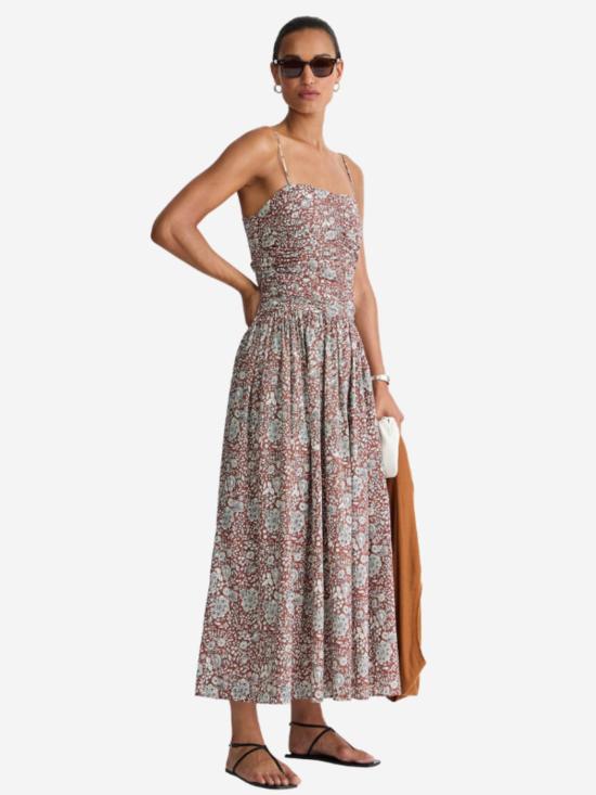  어피스 어파트 롱 원피스 Apiece Apart Jana 러플 보디스 맥시 드레스 클레이 플로럴 - APIECE APART