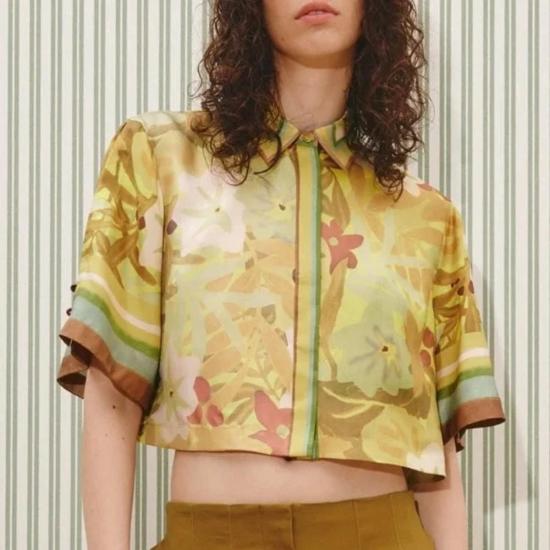  알레메 탑 알레마이스 맥시 크롭 셔츠