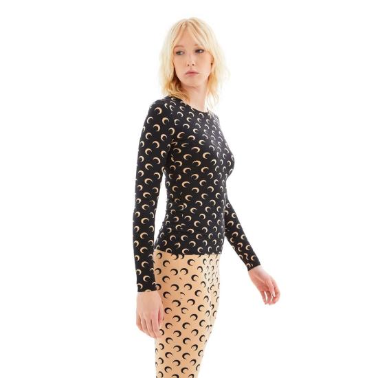  마린세르 블라우스 마린 세르 리사이클드 문 저지 세컨드 스킨 크루넥 탑 인버스 탄 - MARINE SERRE