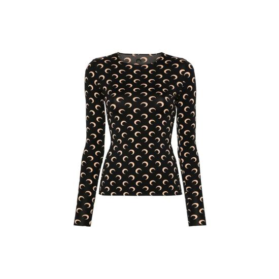  마린세르 블라우스 마린 세르 리사이클드 문 저지 세컨드 스킨 크루넥 탑 인버스 탄 - MARINE SERRE