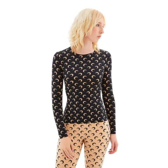  마린세르 블라우스 마린 세르 리사이클드 문 저지 세컨드 스킨 크루넥 탑 인버스 탄